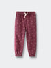 Burgundy joggers with small floral print and elastic cuffs on light background Sweatpants - Wild Meadow Plum Jam Girls