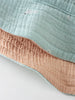 Close-up of mint green and peach textured fabric with contrasting trim Baby Bucket Hat - Sea Friends Baby boy