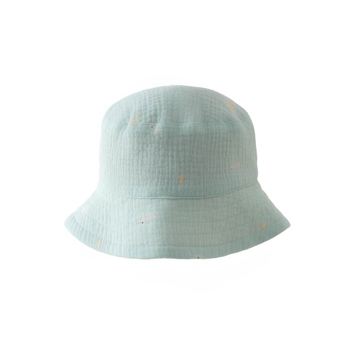Light blue textured bucket hat with small embroidered details on white background Baby Bucket Hat - Sea Friends Baby boy