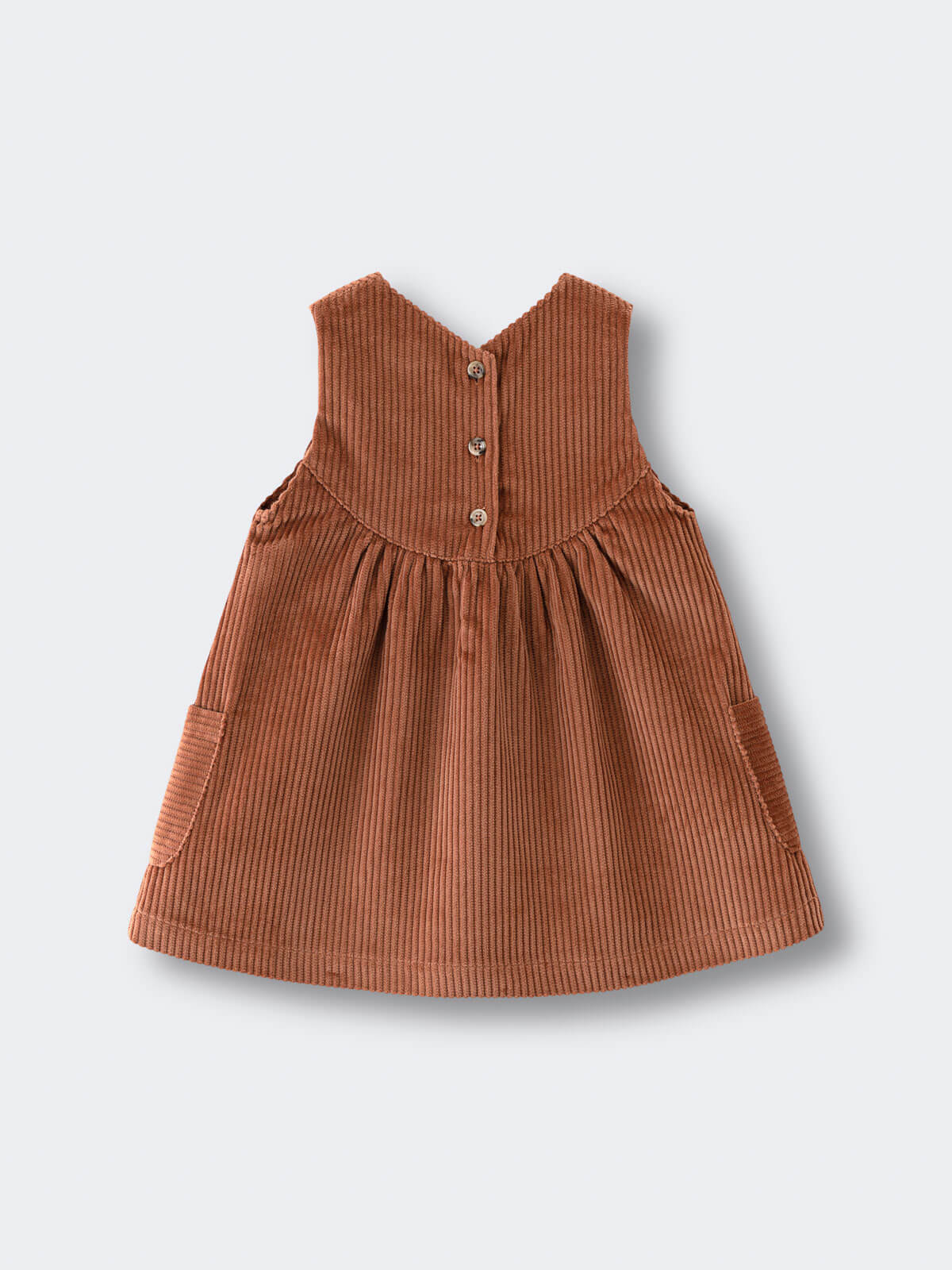 Brown corduroy dress on a white background Baby Corduroy Dress - Russet Baby girl