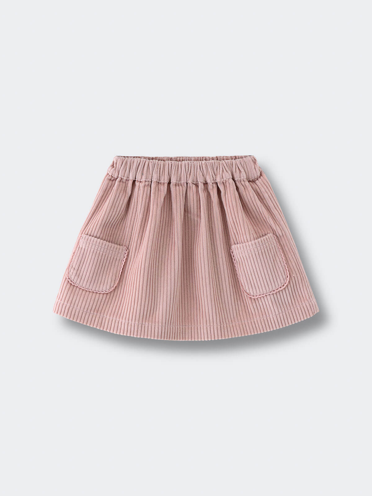 Pink skirt with two front pockets on a light gray background Baby Corduroy Skirt - Blush Baby girl