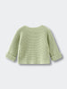 Light green knitted cotton cardigan on a light gray background Baby Cotton Cardigan - Sage Baby boy