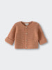 Baby cardigan in textured knit with four buttons and rolled cuffs Baby Cotton Cardigan - Salted Caramel Baby boy