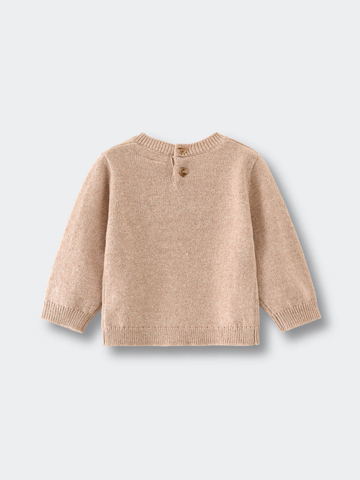 Baby beige sweater on white background Baby Feature Print Jumper - Little Acorn Baby boy