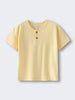 Yellow short-sleeved shirt with two buttons at neckline on white background Baby Henley Tee - Sun Soaked Baby boy