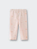 Light pink leggings with small apple print pattern laid flat Baby Printed Leggings - Apples Baby girl