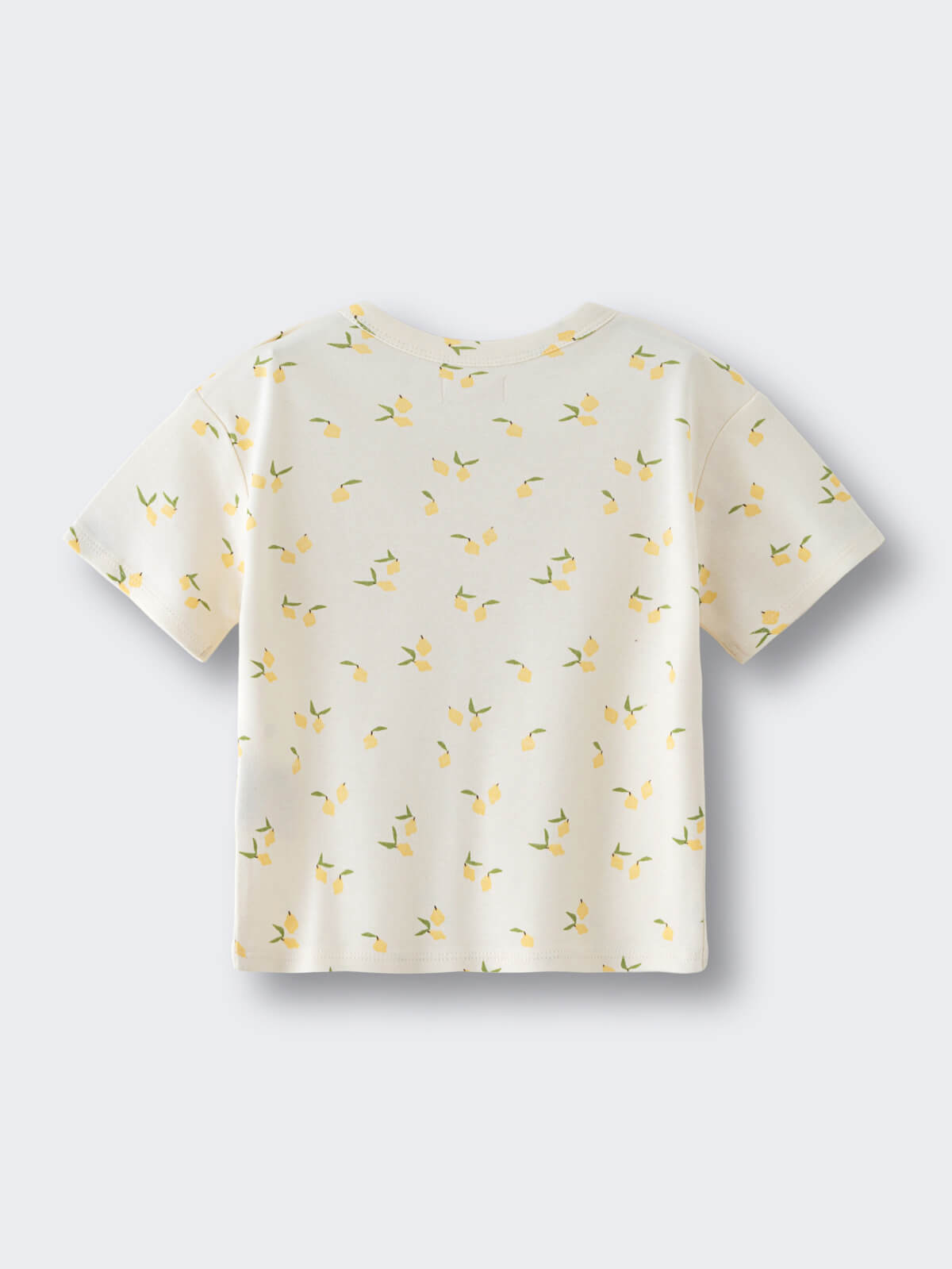 White short sleeve t-shirt with yellow lemon print pattern on cream background Baby Printed Short Sleeve Tee - Lemons Baby girl