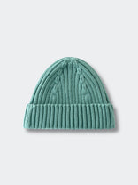 Teal knit beanie on a light gray background Baby Ribbed Beanie - Balsam Baby boy