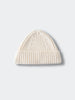 White knit beanie on a light gray background Baby Ribbed Beanie - Ecru Baby boy