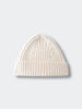 White knit beanie on a light gray background Baby Ribbed Beanie - Ecru Baby boy