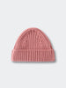 Pink knit beanie on a light gray background Baby Ribbed Beanie - Rosehip Baby girl