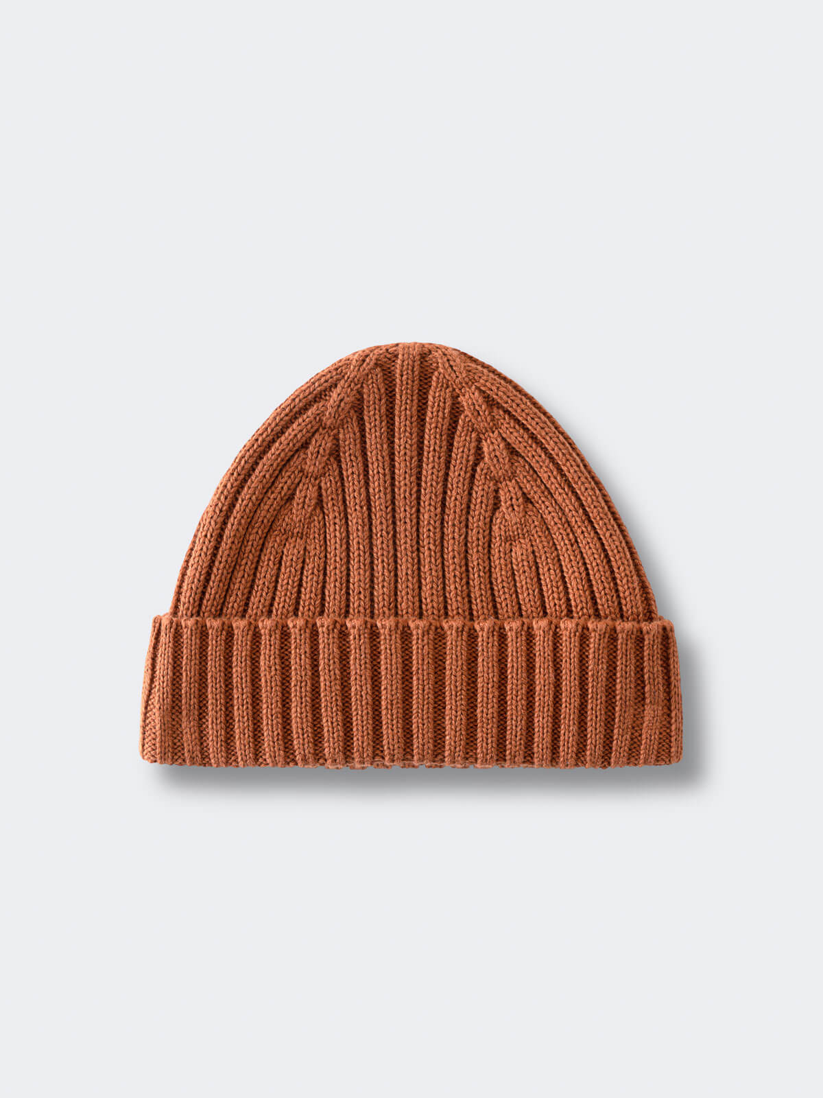 Brown knit beanie on a light gray background Baby Ribbed Beanie - Russet Baby boy