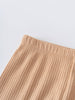 Close-up of ribbed beige fabric waistband on leggings Baby Ribbed Leggings - Sand Baby boy