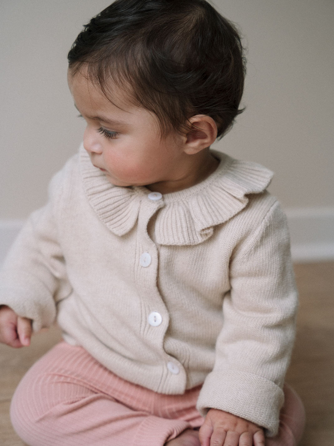 Baby Ruffle Cardigan - Ecru