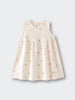 Cream-colored sleeveless dress with small peach and apple print pattern Baby Sleeveless Jersey Dress - Apples Baby girl