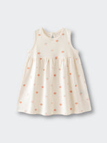 Cream-colored sleeveless dress with small peach and apple print pattern Baby Sleeveless Jersey Dress - Apples Baby girl