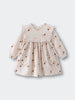 Baby dress with floral pattern on a light gray background Baby Woven Dress - Autumn Bouquet Ecru Baby girl