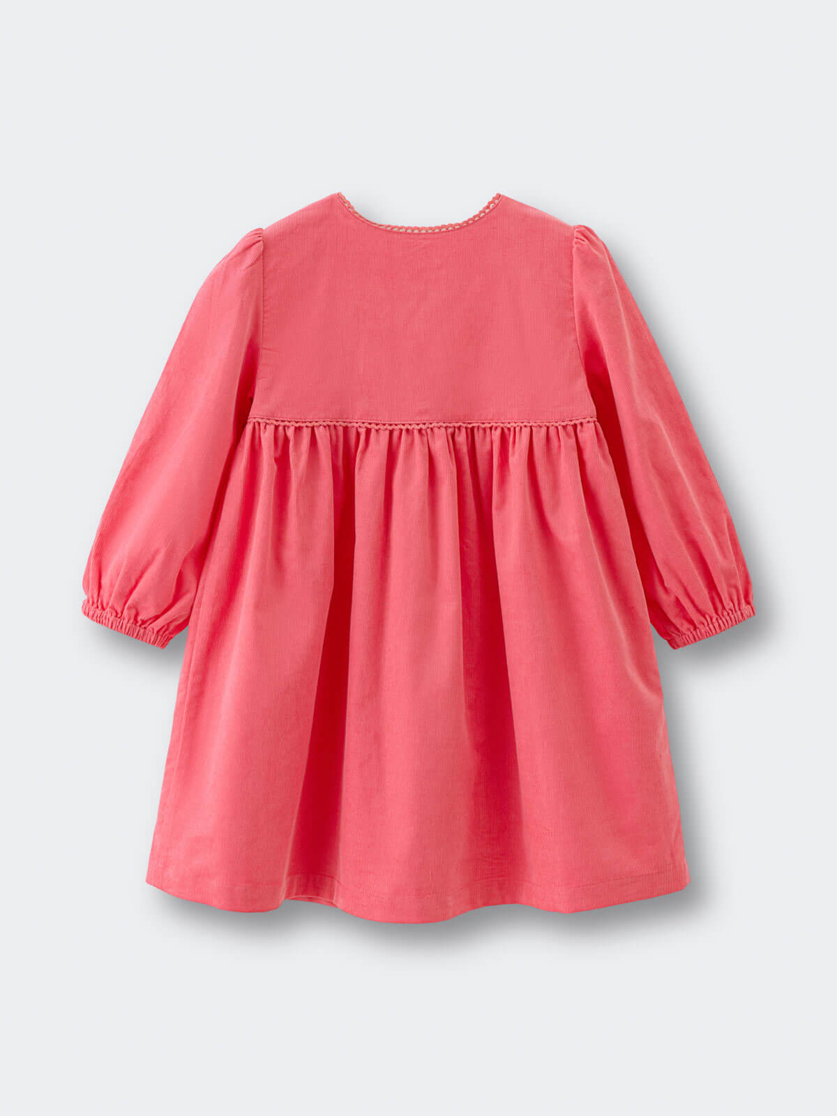 Coral pink dress with long sleeves on a light gray background Button Through Dress - Cloudberry Girls