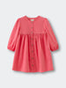 Coral pink dress with buttons on a light gray background Button Through Dress - Cloudberry Girls