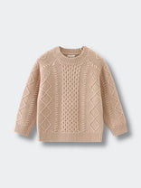 Beige cable knit sweater on a light gray background Cable Knit Jumper - Wicker Boys