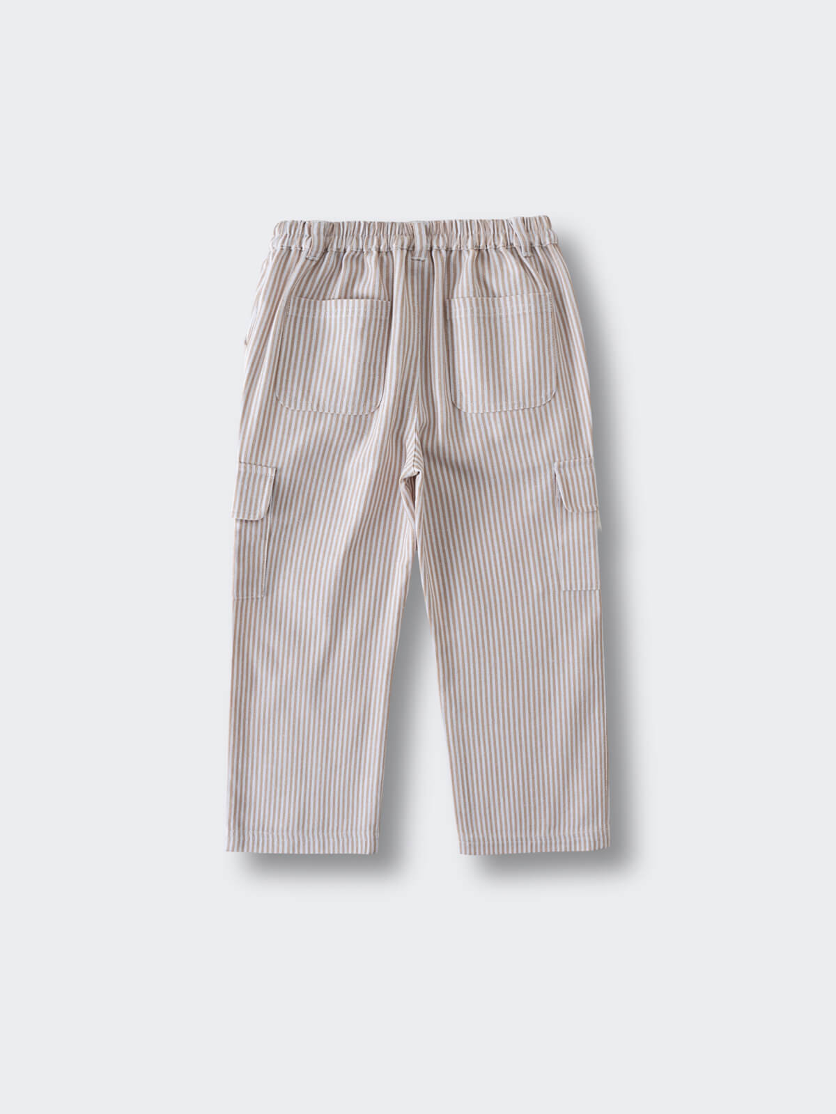 Beige and white striped pants with elastic waist and cargo pockets Cargo Pants - Sand Stripe Boys