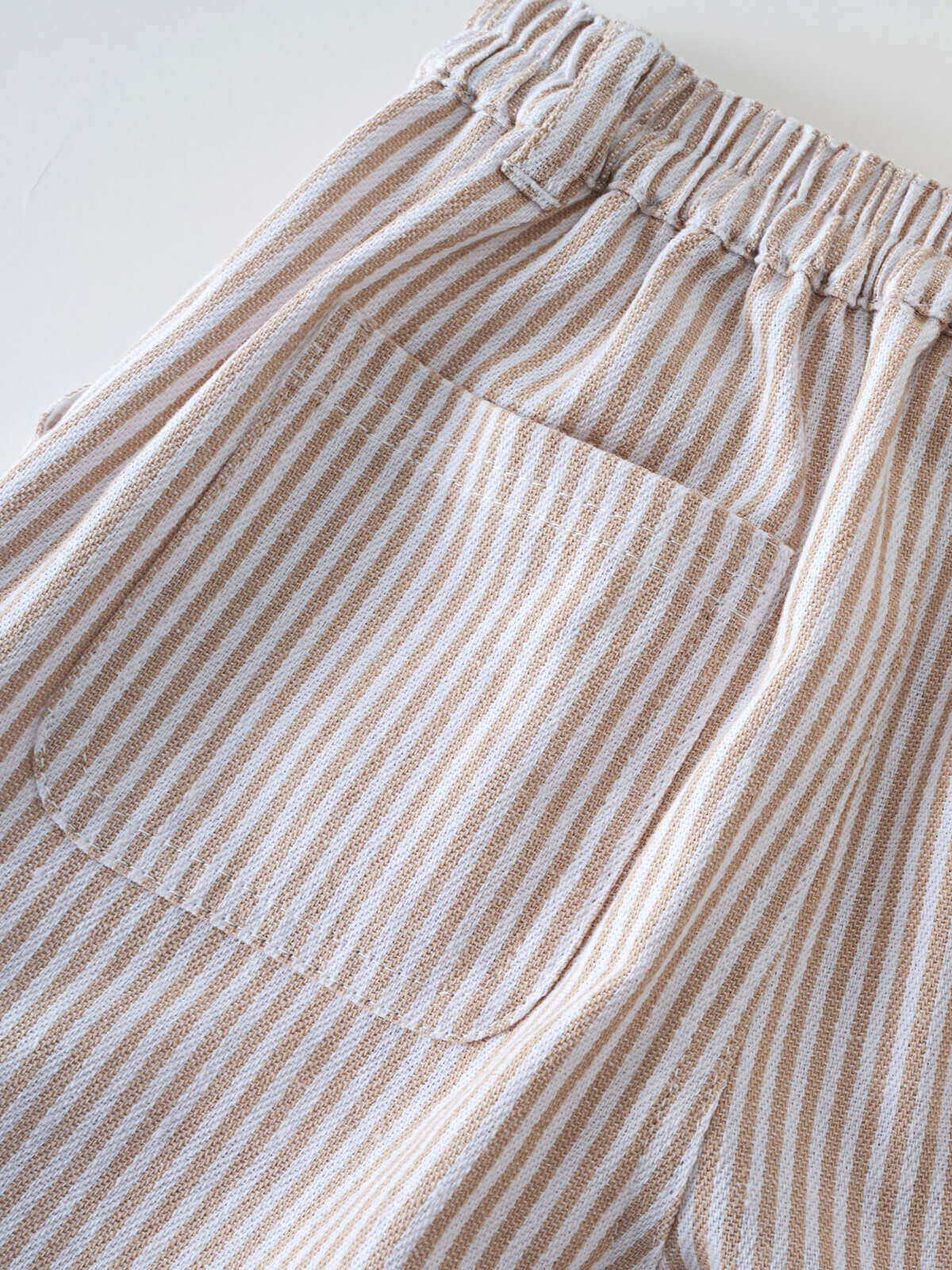 Striped elastic waist pants with gathered fabric and pocket detail Cargo Pants - Sand Stripe Boys