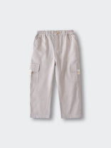 Striped cargo pants with side pockets and elastic waistband on light background Cargo Pants - Sand Stripe Boys