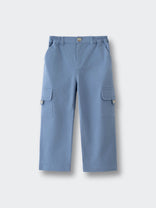 Light blue cargo pants with button-flap pockets on both legs Cargo Pants - Sky Blue Boys