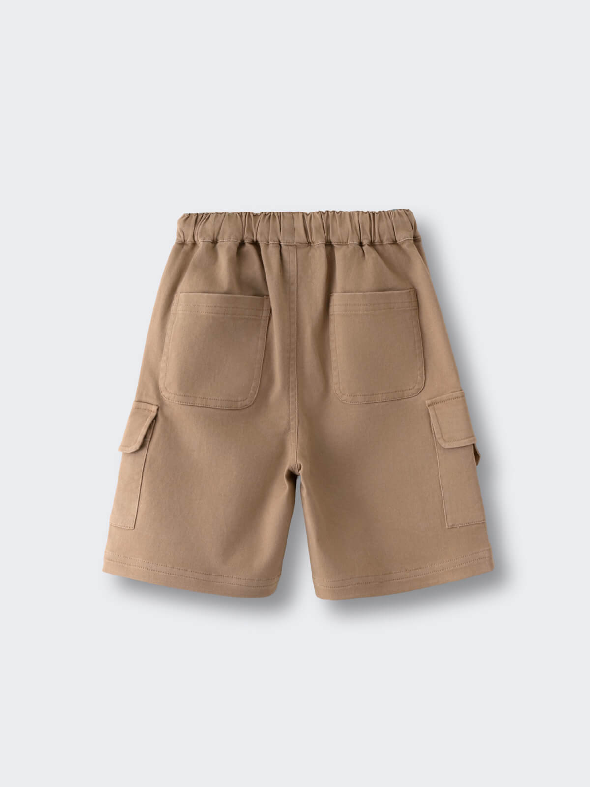 Tan cargo shorts with multiple pockets laid flat on white background Cargo Shorts - Biscuit Boys