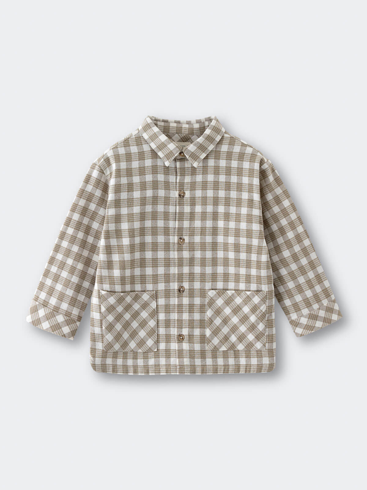 Plaid shirt with long sleeves on a light gray background Check Shirt - Brushed Cotton Check Boys