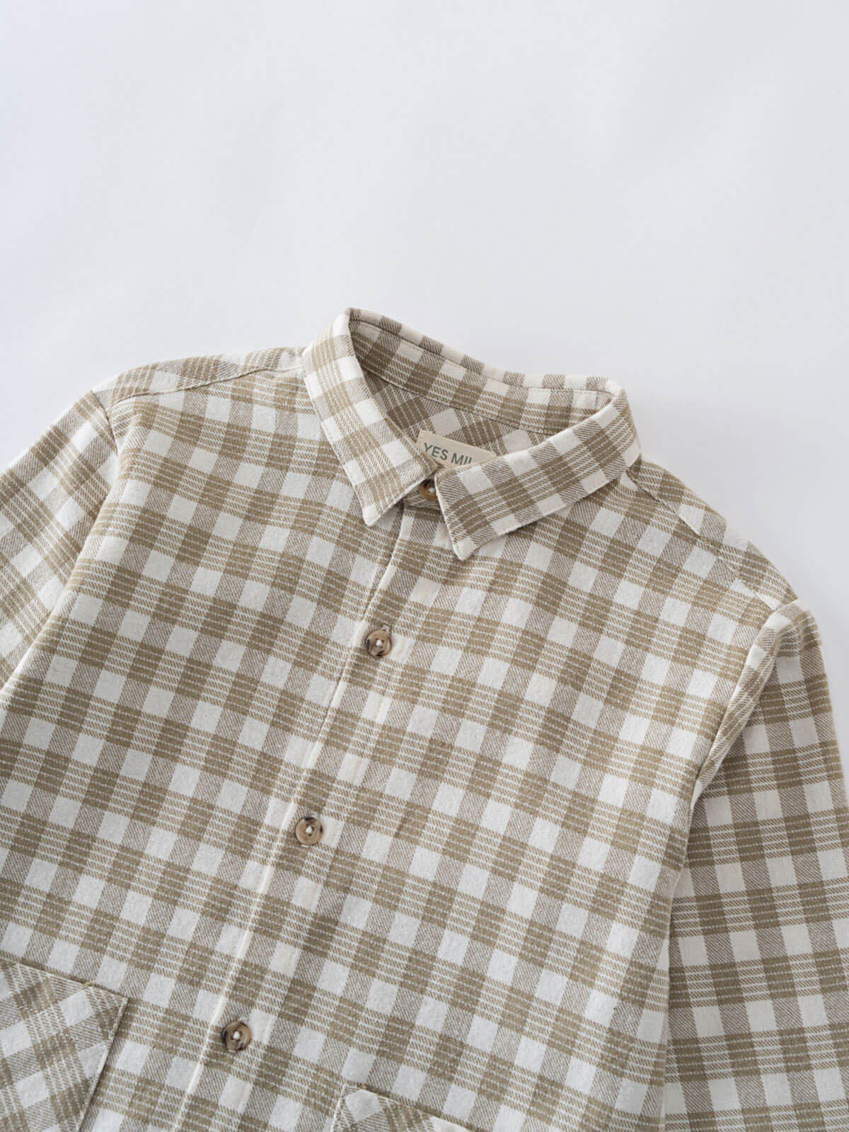 Plaid shirt with brown and white pattern on a light gray background Check Shirt - Brushed Cotton Check Boys