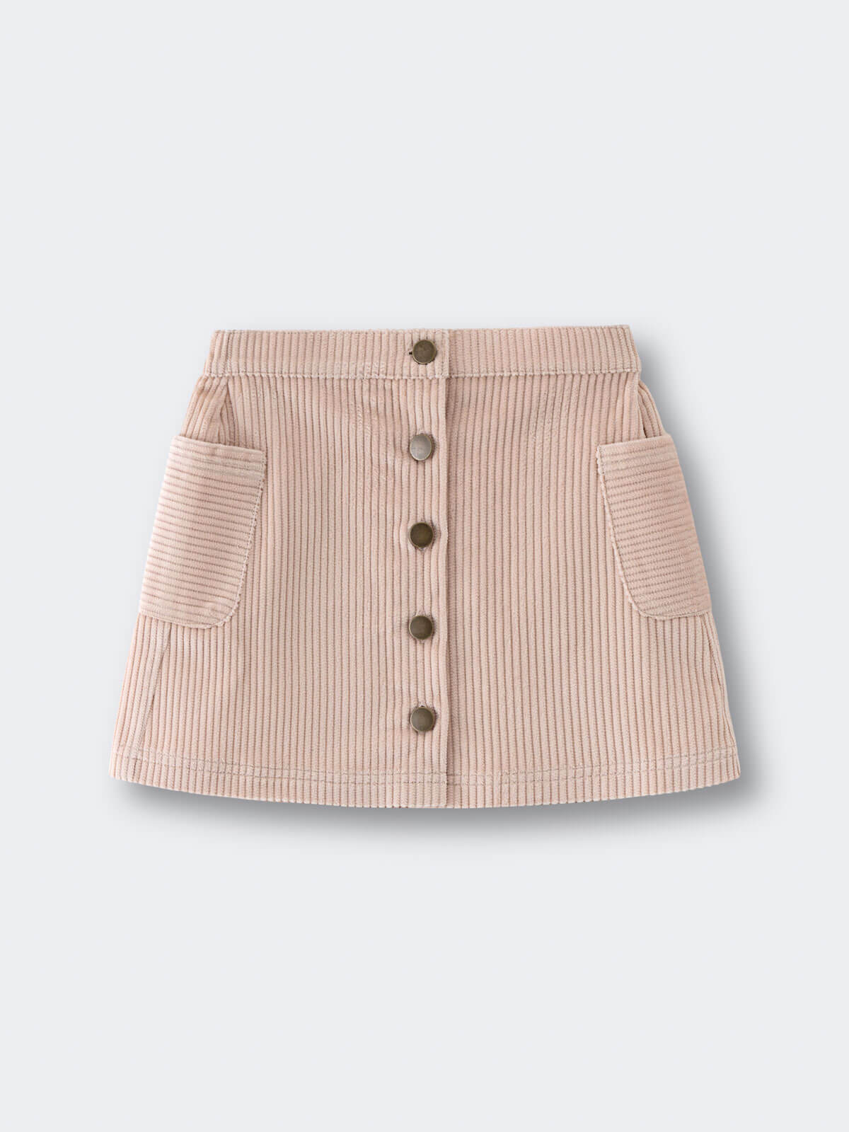 Beige corduroy skirt with button details on a light gray background Corduroy Skirt - Clay Girls