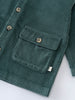 Close-up of teal corduroy jacket showing pockets and tan buttons Corduroy Jacket - Balsam Girls and Boys