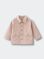 Beige corduroy jacket with button details on a light gray background Corduroy Jacket - Clay Girls and Boys