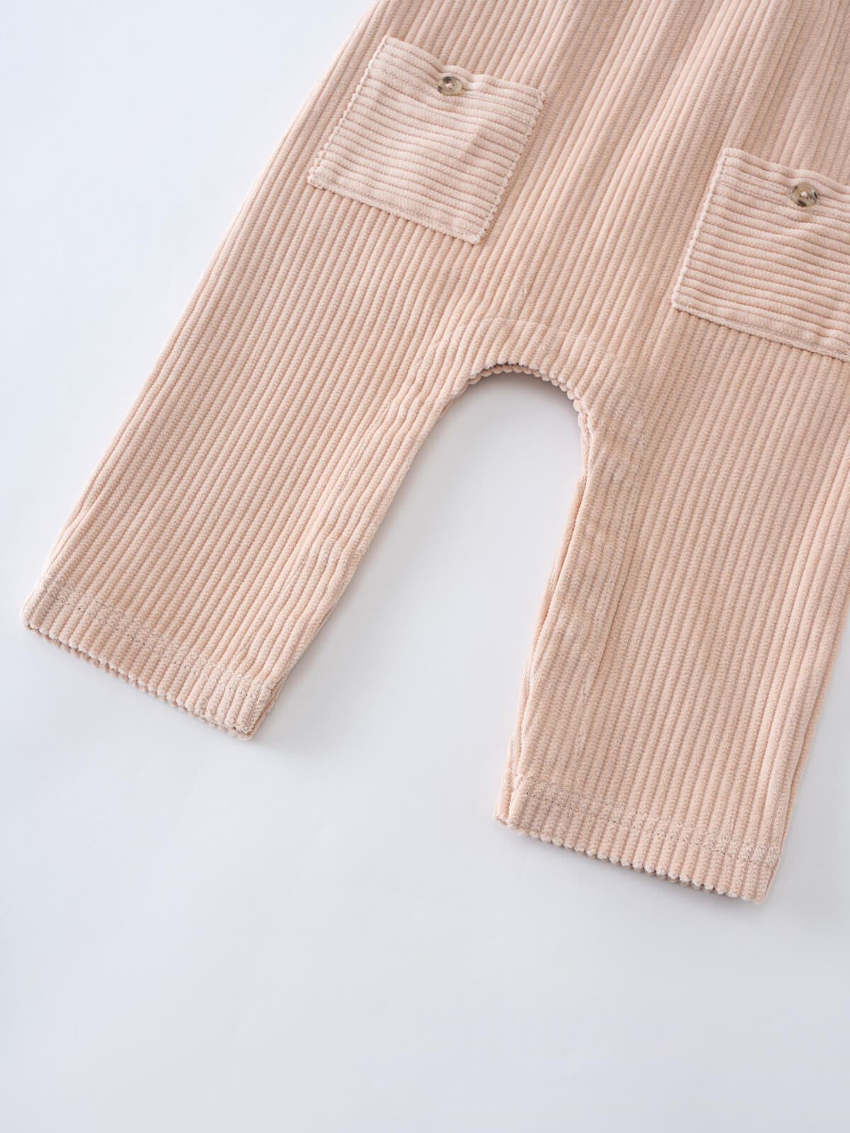 Beige corduroy overalls on white background Corduroy Overalls - Clay Baby boy
