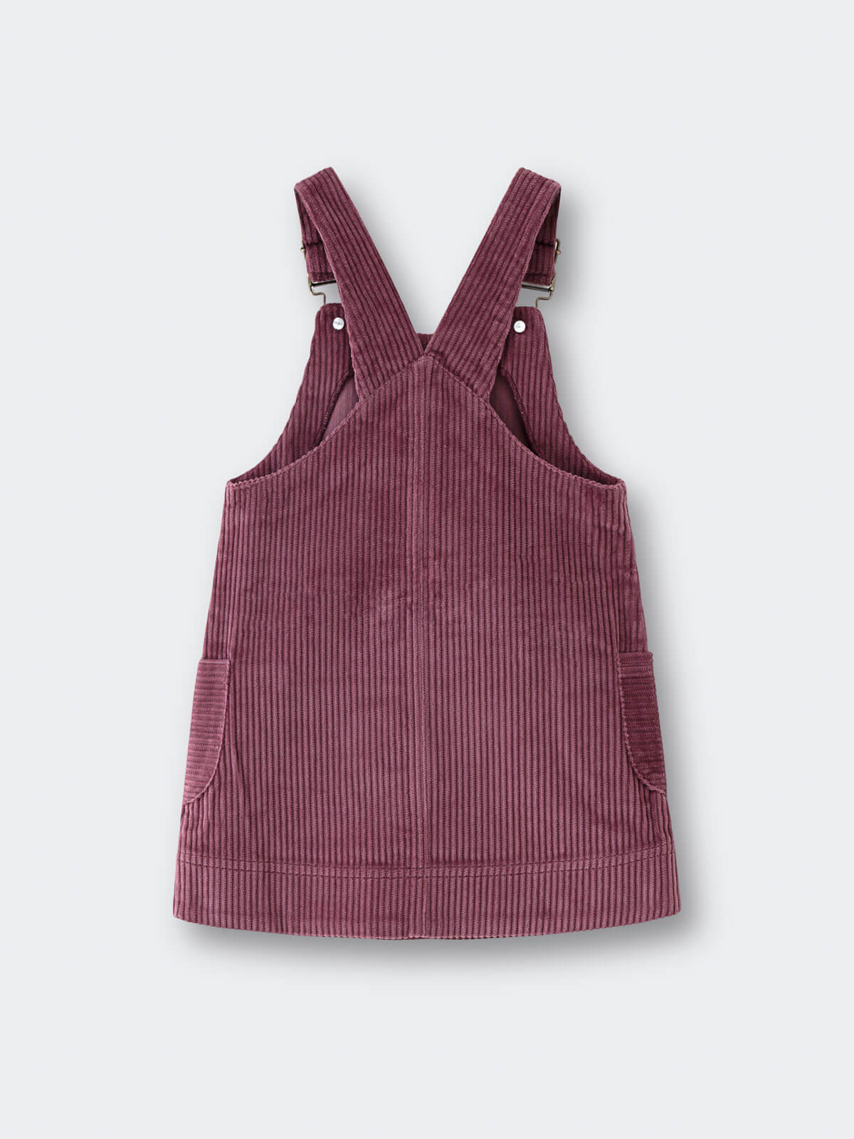 Plum corduroy pinafore dress on a white background Corduroy Pinafore Dress - Plum Jam Girls
