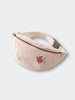 Pink corduroy waist bag with a small embroidered design on a light gray background Crossbody Bag - Dove Girls