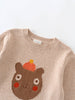 Children's sweater with bear face design and 'Yes Mila' label on a white background