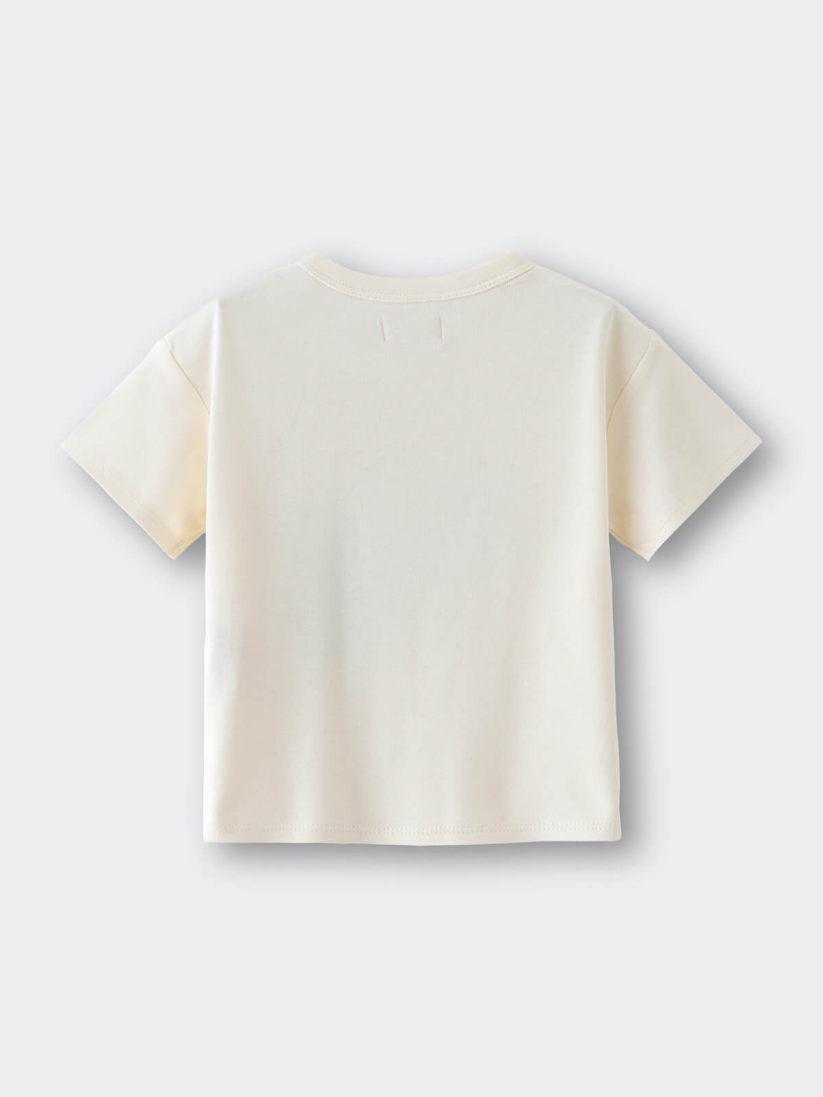 Cream-colored short sleeve t-shirt laid flat on a light background Feature Print Short Sleeve Tee - Angel Fish Baby girl