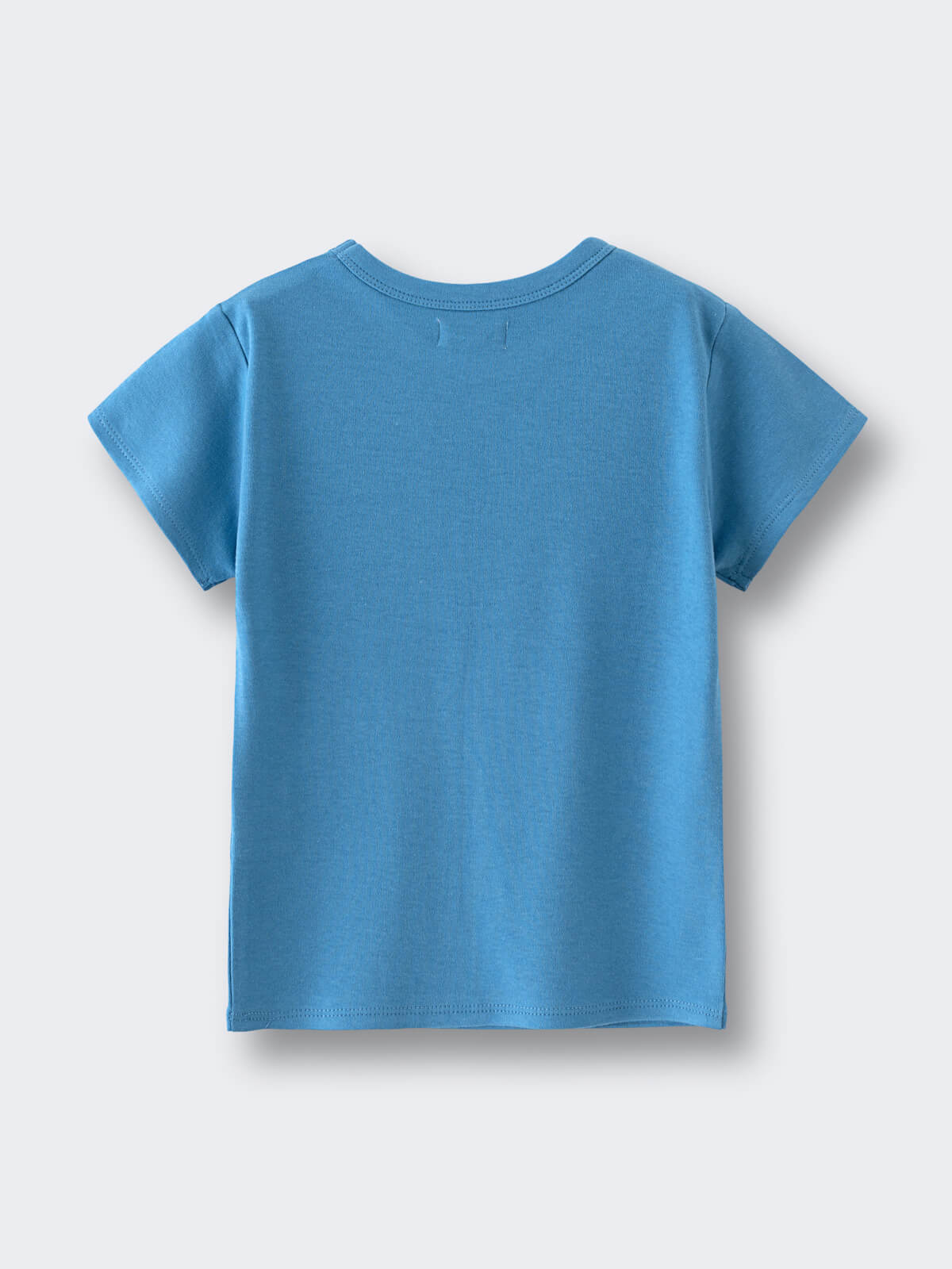 Blue short-sleeve t-shirt laid flat on a light background feature print Short Sleeve Tee - Milo Biking Boys