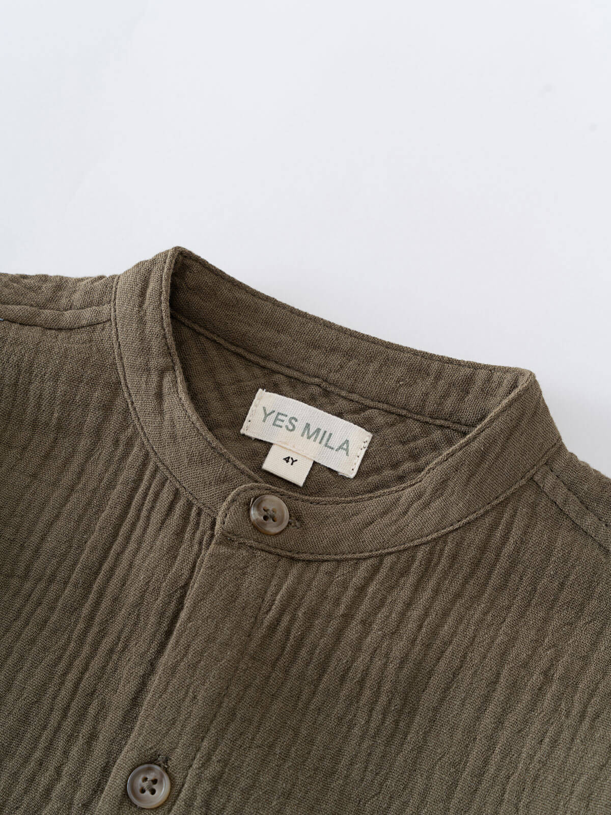 Green textured shirt on a light gray background Grandad Shirt - Forest Boys