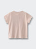 Striped short-sleeve shirt laid flat on a light gray background Henley Tee - Sand Stripe Boys