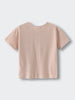 Striped t-shirt in tan and white with ribbed texture lying flat Henley Tee - Sand Stripe Baby boy