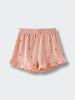 Peach colored shorts with ice cream print and ruffled hem Jersey Shorts - Ice Creams Girls