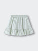 Light green skirt with peach fruit print and ruffle hem Jersey Skirt - Summer Fruits Girls