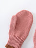Pink knitted mitten on a white background Knit Mittens - Rosehip Girls
