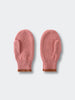 Pair of pink knitted mittens on a light gray background Knit Mittens - Rosehip Girls