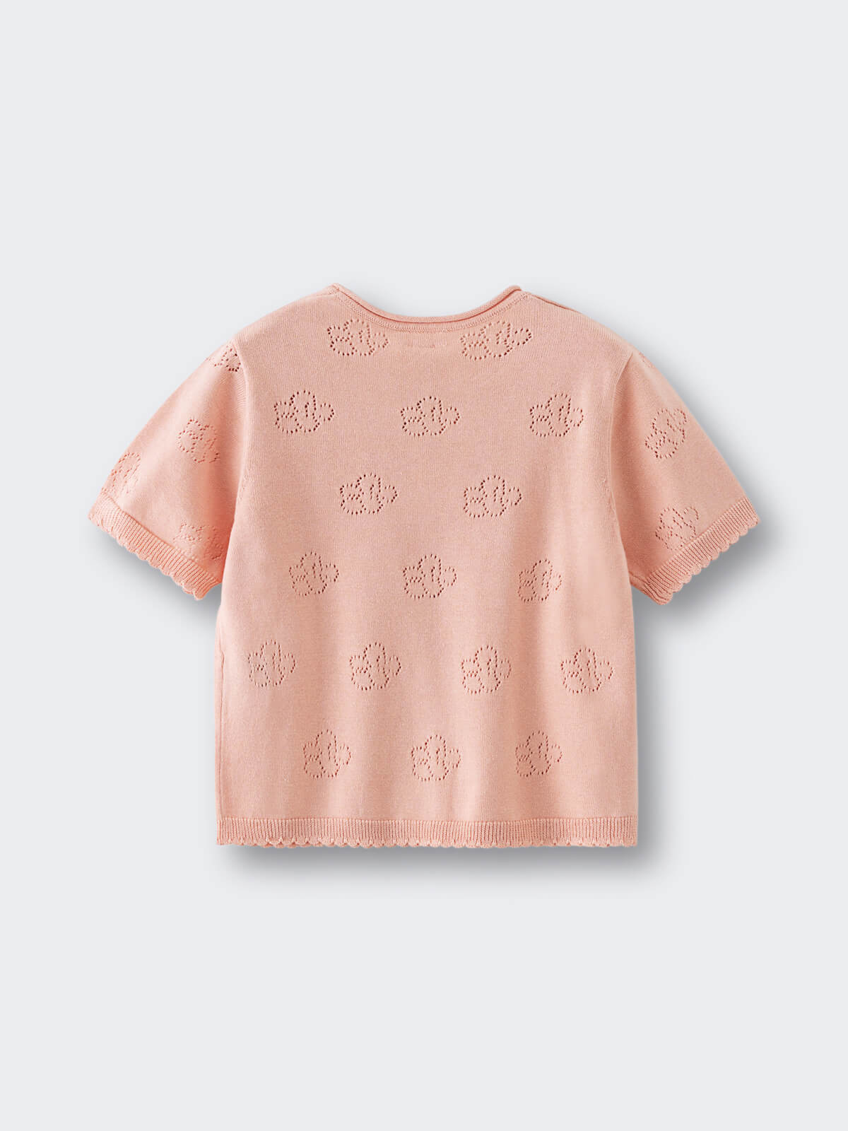 Peach-colored knit shirt with eyelet pattern details throughout the fabric Knit Tee - Toasted Peach Girls