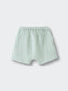 Light green textured baby shorts with elastic waistband laid flat muslin Shorts - Light Green Stripe Baby boy