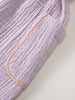 Close-up of lilac ribbed shorts with peach blanket stitch edging detail Muslin Shorts - Lilac Girls